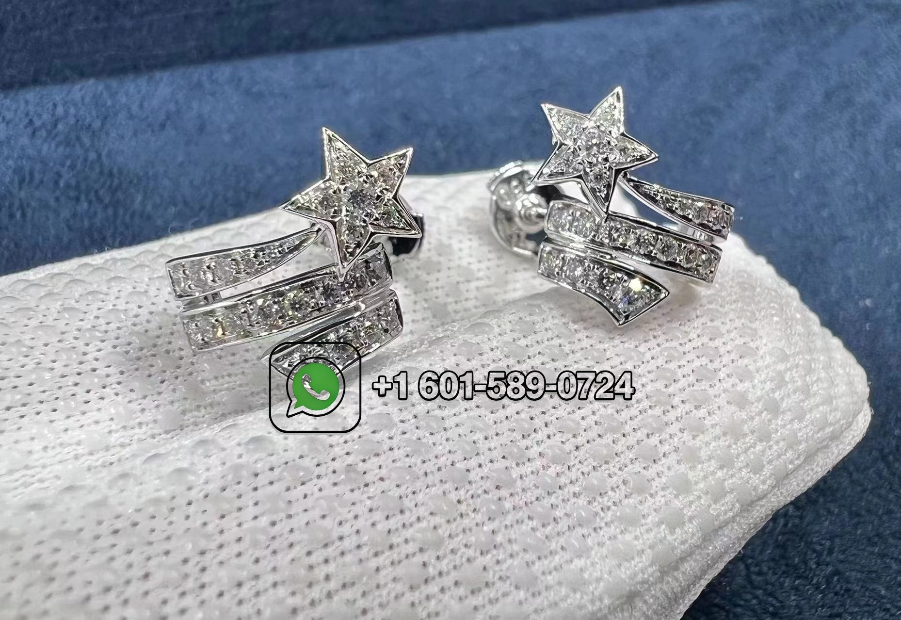 chanel etoile filante 18k white gold diamond earrings 3