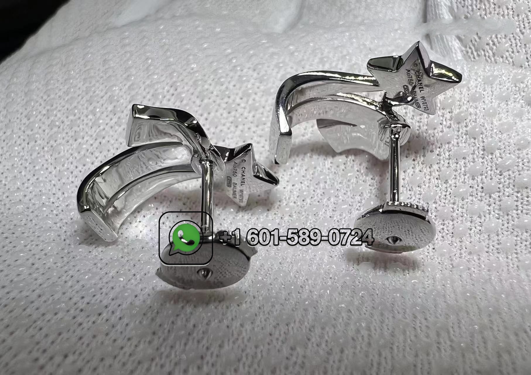 chanel etoile filante 18k white gold diamond earrings 6