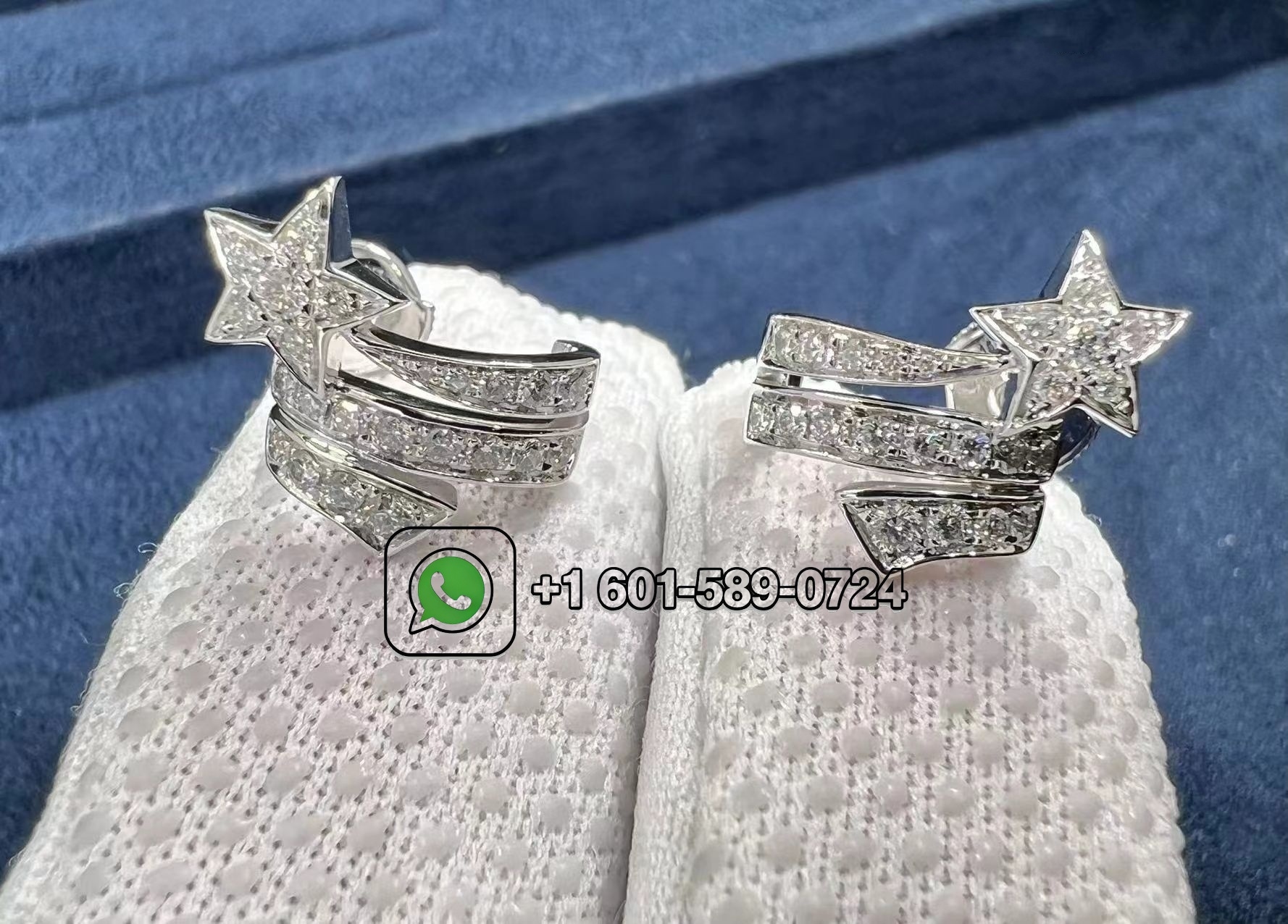 chanel etoile filante 18k white gold diamond earrings