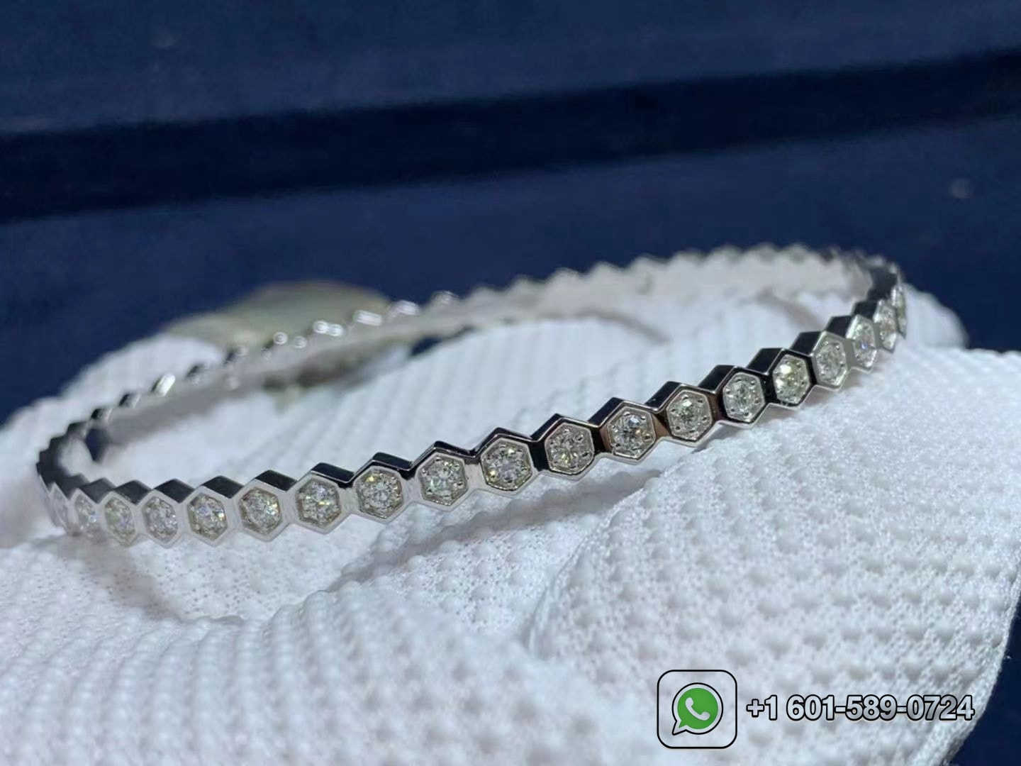 chaumet 18k white gold bee my love pave diamond bracelet 083437 3