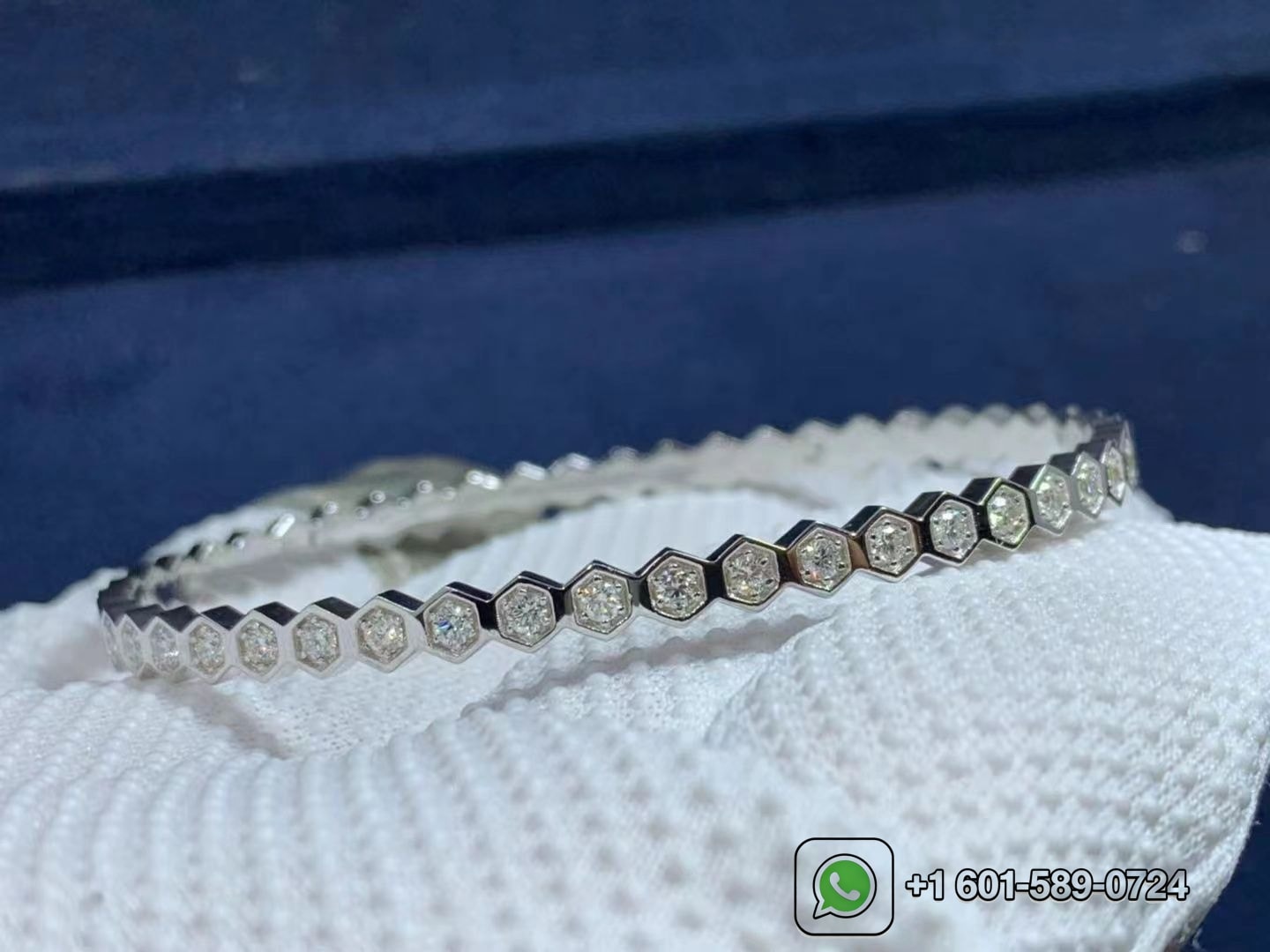 chaumet 18k white gold bee my love pave diamond bracelet 083437 4