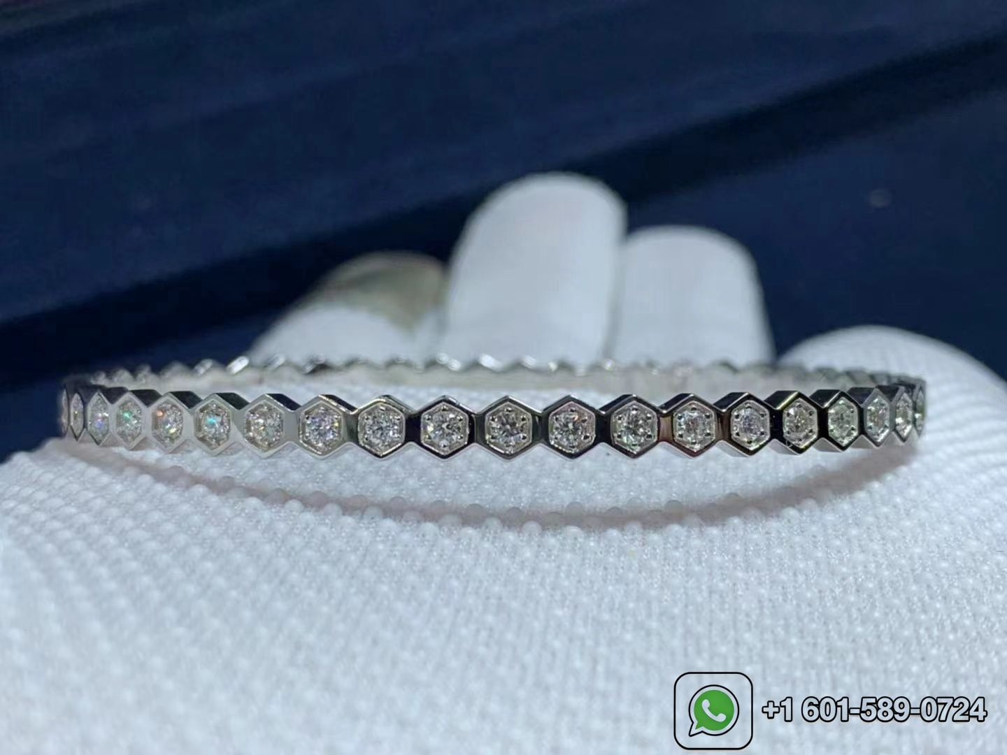 chaumet 18k white gold bee my love pave diamond bracelet 083437 5