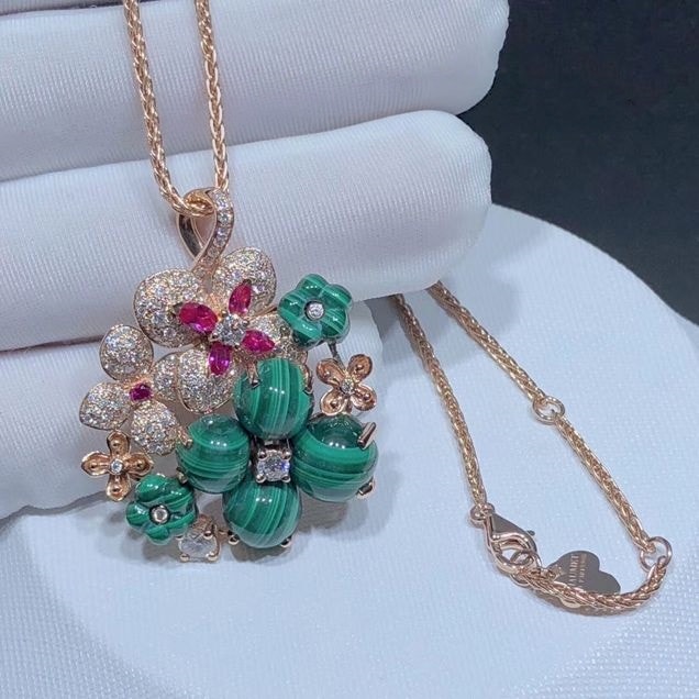 chaumet haumet hortensia 18k rose gold diamond pendant necklace 083550 1