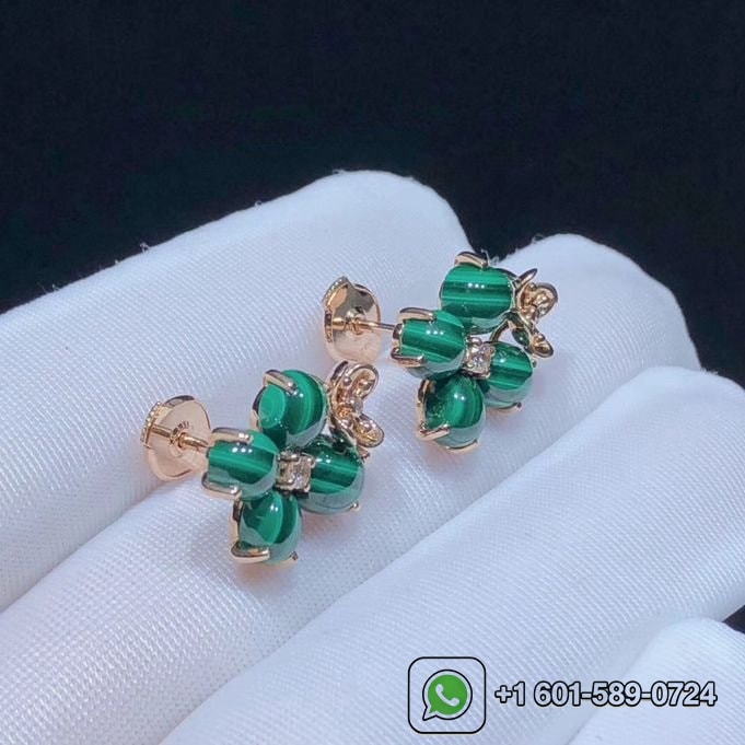 chaumet hortensia jardins 18k pink gold malachite diamond earrings 083337 1