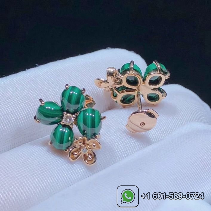chaumet hortensia jardins 18k pink gold malachite diamond earrings 083337 3