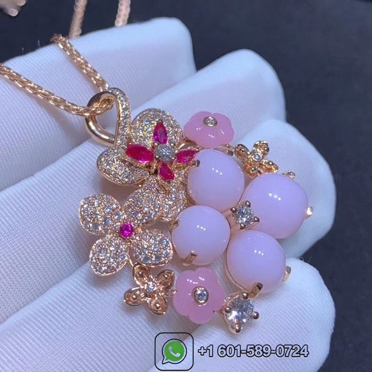 chaumet hydrangea 18k rose gold pink dawn pendant necklace 082782 1