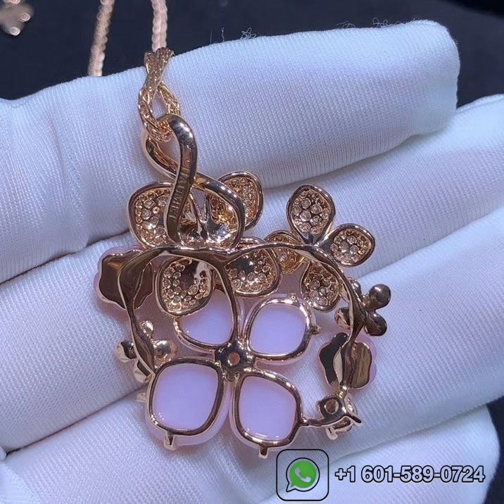 chaumet hydrangea 18k rose gold pink dawn pendant necklace 082782 2
