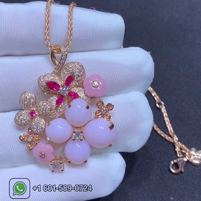 chaumet hydrangea 18k rose gold pink dawn pendant necklace 082782 3