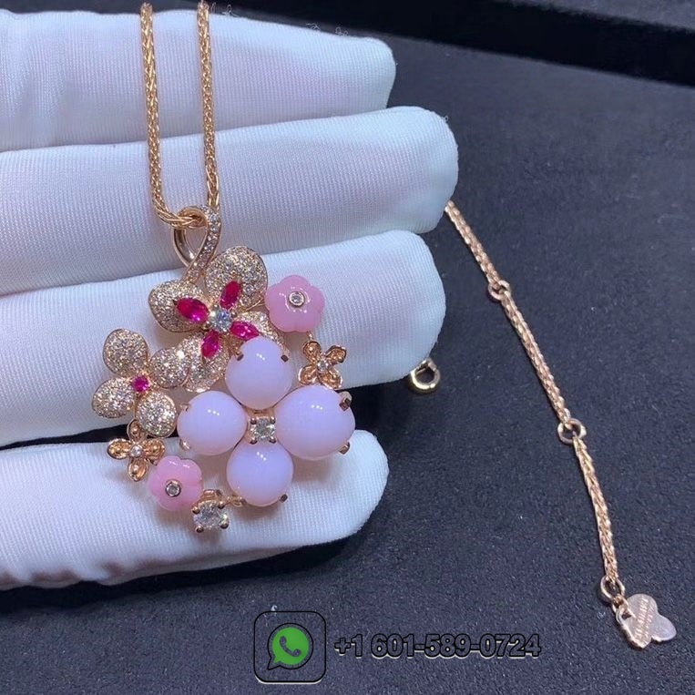 chaumet hydrangea 18k rose gold pink dawn pendant necklace 082782 4