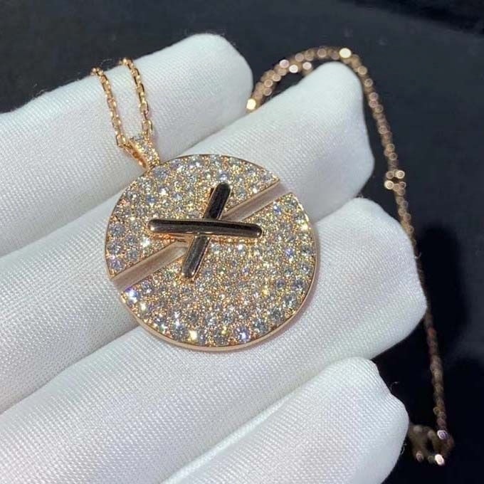 chaumet jeux de liens harmony medium model pendant rose gold and diamonds 085435