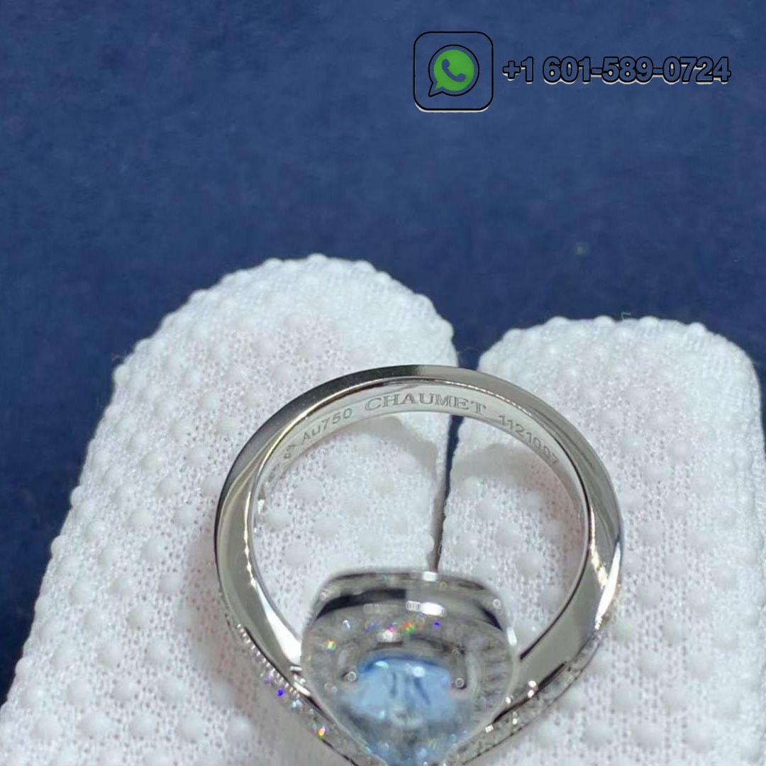 chaumet josephine aigrette 18k white gold aquamarine diamonds ring 083297 1