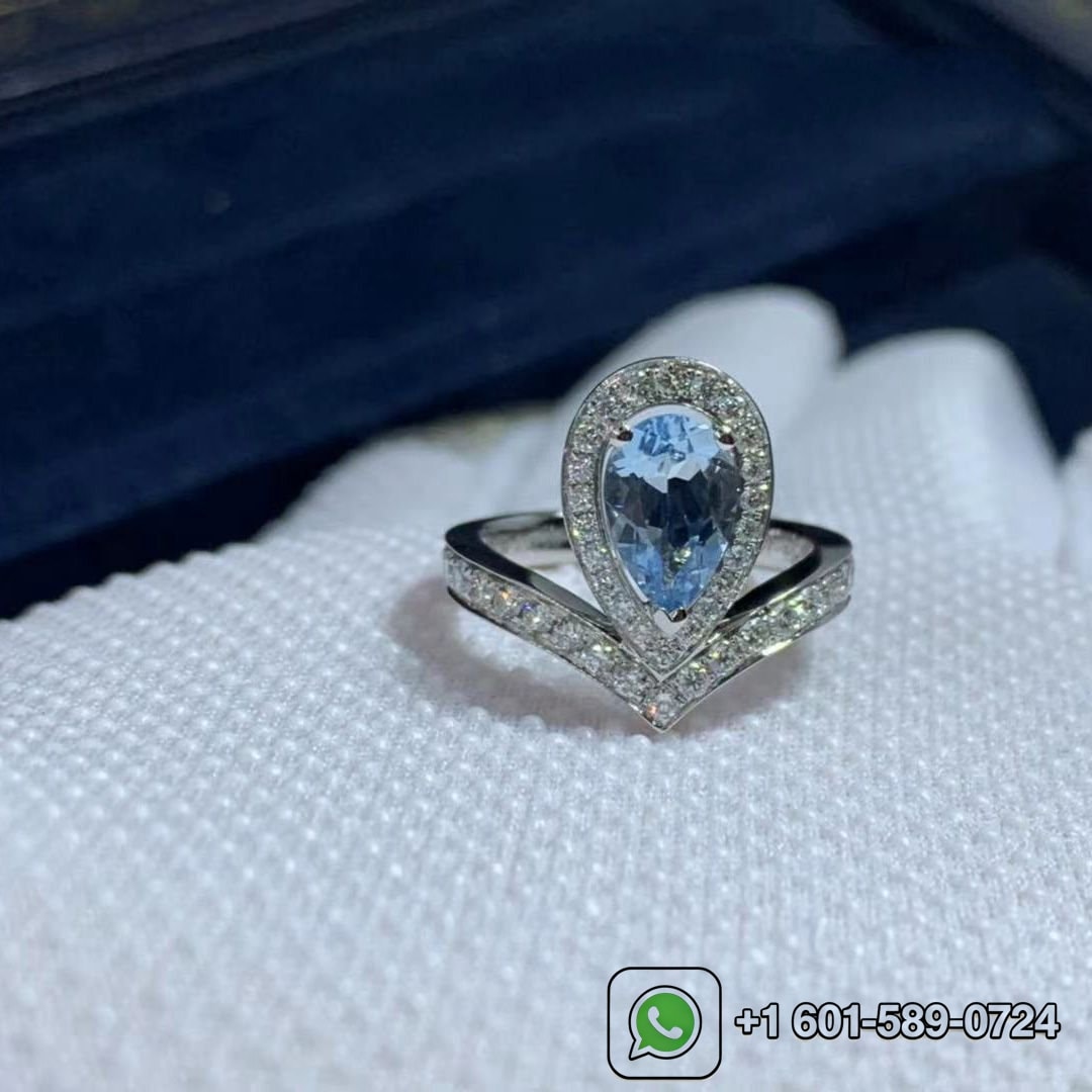chaumet josephine aigrette 18k white gold aquamarine diamonds ring 083297 2