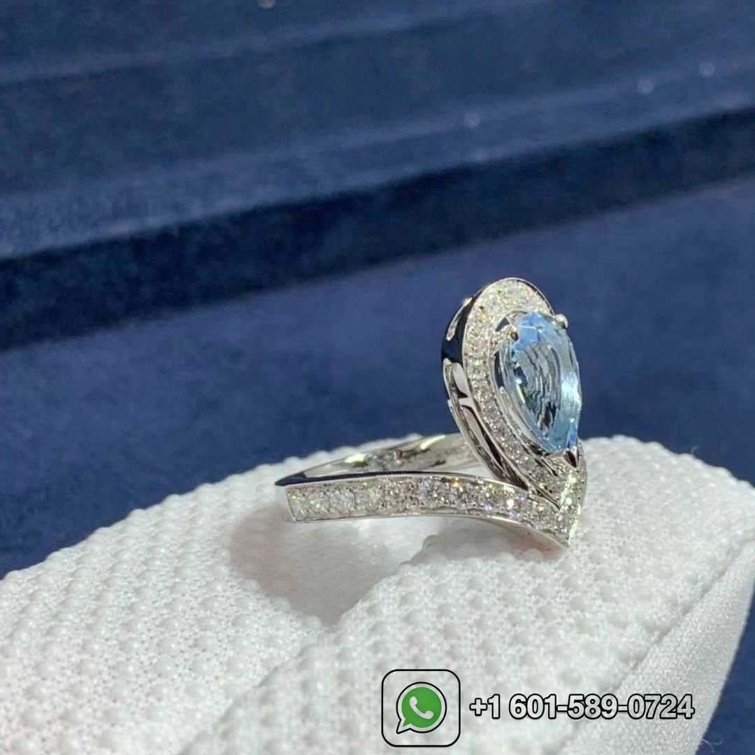 chaumet josephine aigrette 18k white gold aquamarine diamonds ring 083297 3