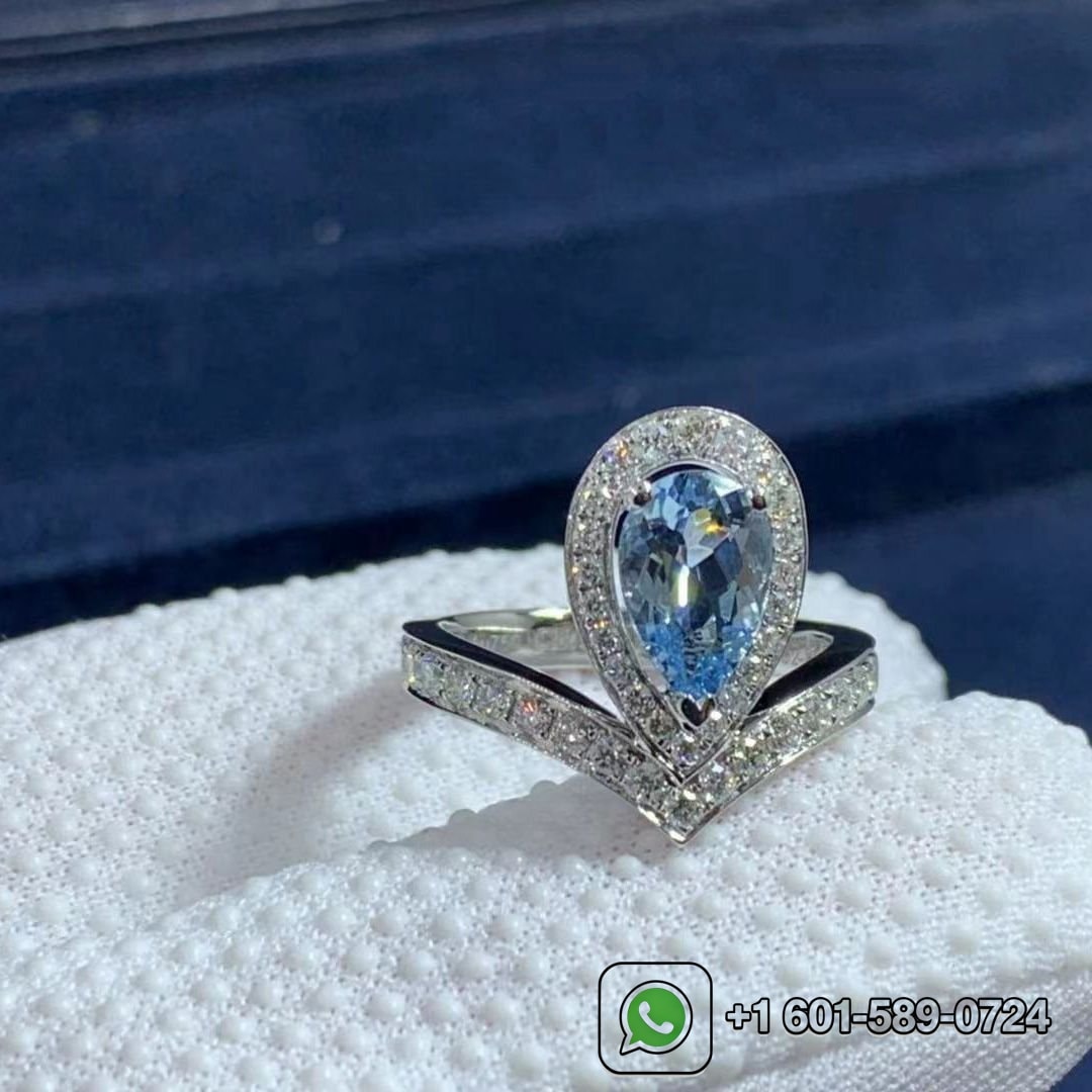 chaumet josephine aigrette 18k white gold aquamarine diamonds ring 083297 5