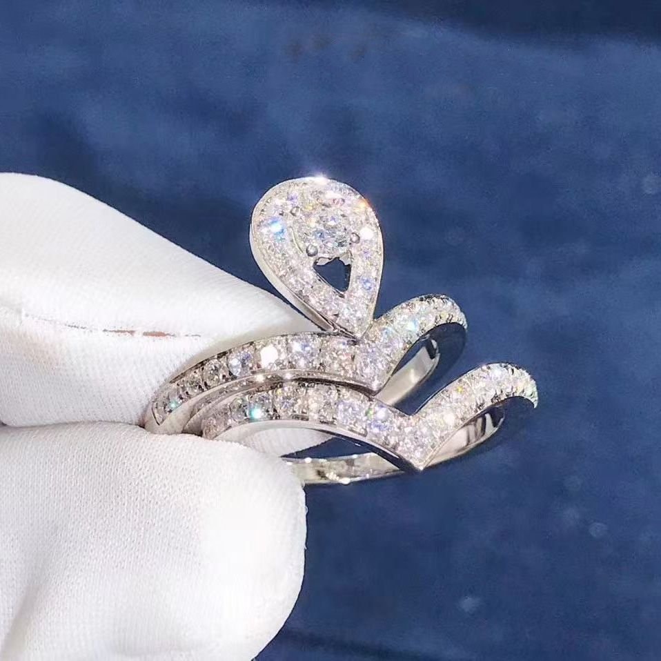 chaumet josephine aigrette 18k white gold diamond combination ring 083510 083590 5