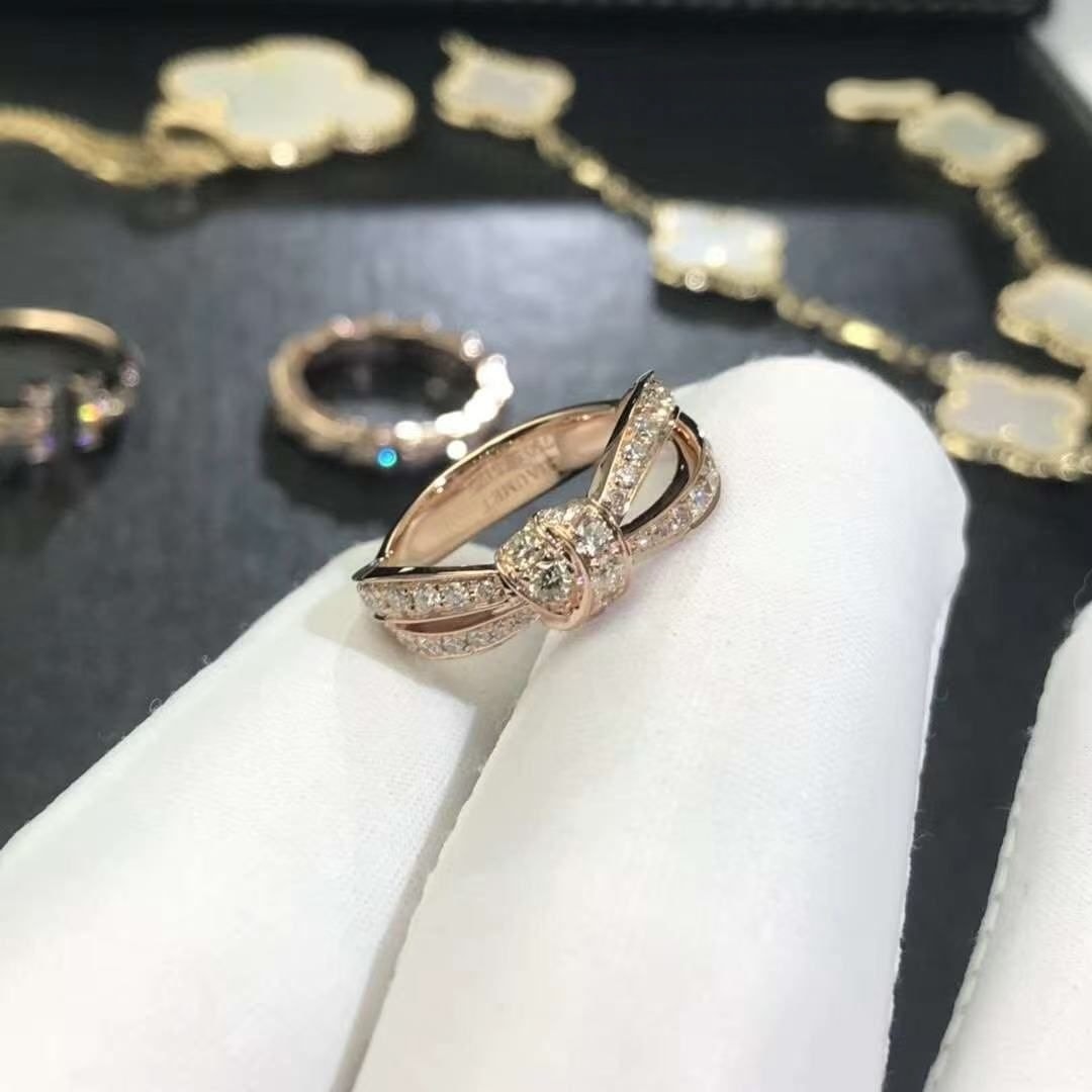 chaumet liens seduction 18k rose gold diamonds ring 083056