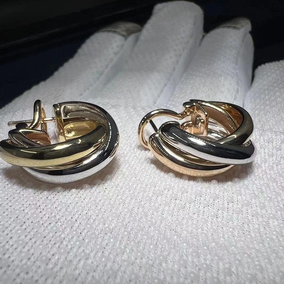 classic cartier 18k white gold yellow gold rose gold trinity earrings 80083231 6