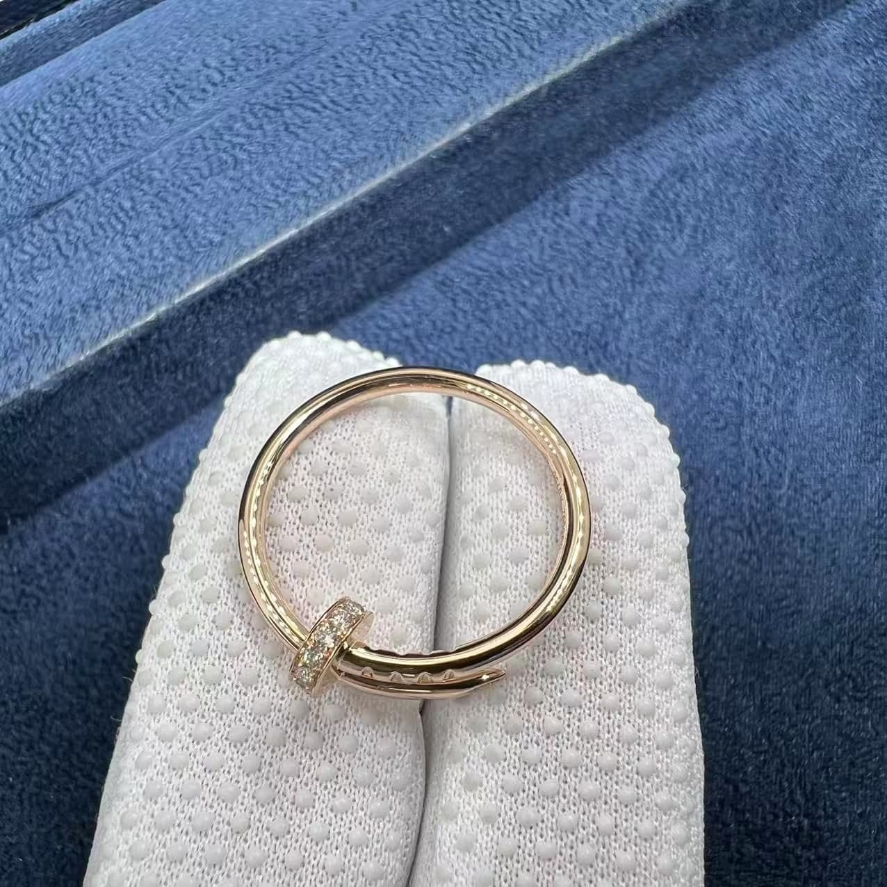 classic cartier juste un clou 18k rose gold 0.08ct diamond small model nail ring b4244800 1