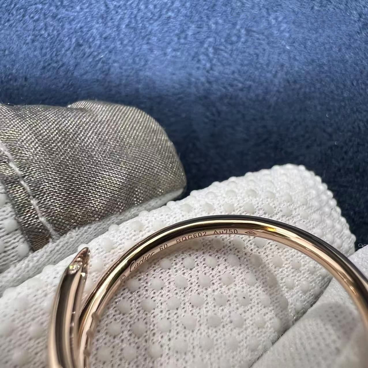 classic cartier juste un clou 18k rose gold 0.08ct diamond small model nail ring b4244800 2