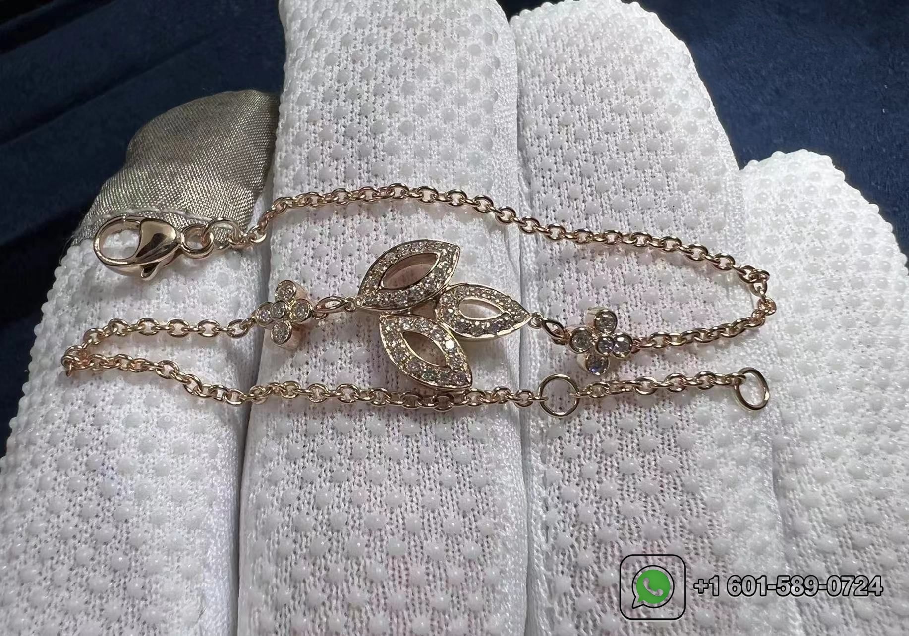 custom harry winston lily cluster 18k rose gold diamond bracelet 1