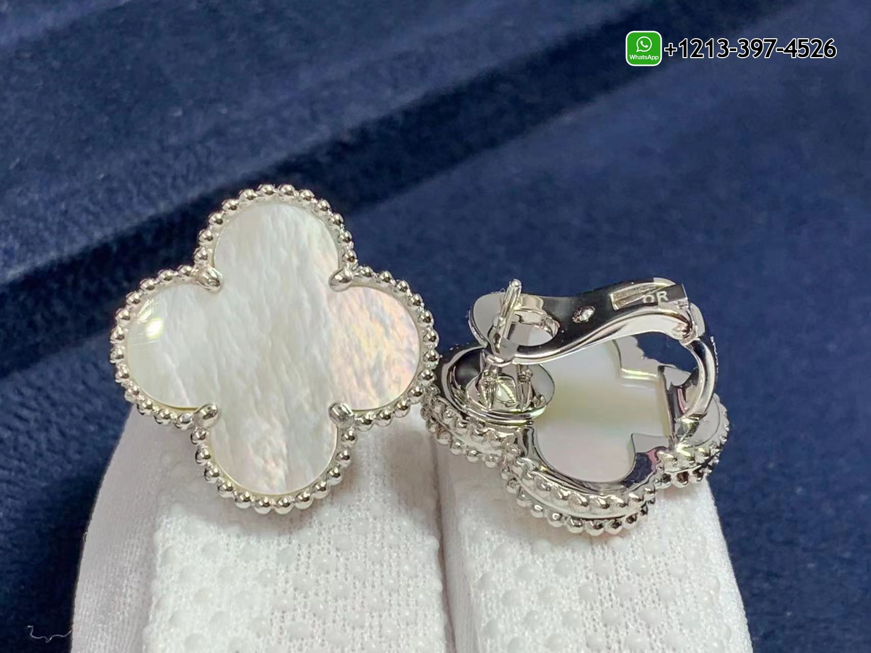 Custom-Made-Van-Cleef-Arpels-Magic-Alhambra-White-Mother-of-Pearl-18k-White-Gold-Earrings-1.jpg Best Sellers 1:1 Quality Cheap Custom Made Van Cleef & Arpels Magic Alhambra White Mother of Pearl 18k White Gold Earrings - High Quality 18k Gold and Diamond Luxury Distinctive Collection Designer Jewelry Customized Factory Price - Image 2