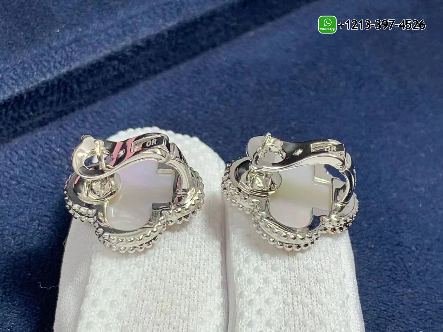 Custom-Made-Van-Cleef-Arpels-Magic-Alhambra-White-Mother-of-Pearl-18k-White-Gold-Earrings-2.jpg Best Sellers 1:1 Quality Cheap Custom Made Van Cleef & Arpels Magic Alhambra White Mother of Pearl 18k White Gold Earrings - High Quality 18k Gold and Diamond Luxury Distinctive Collection Designer Jewelry Customized Factory Price - Image 3