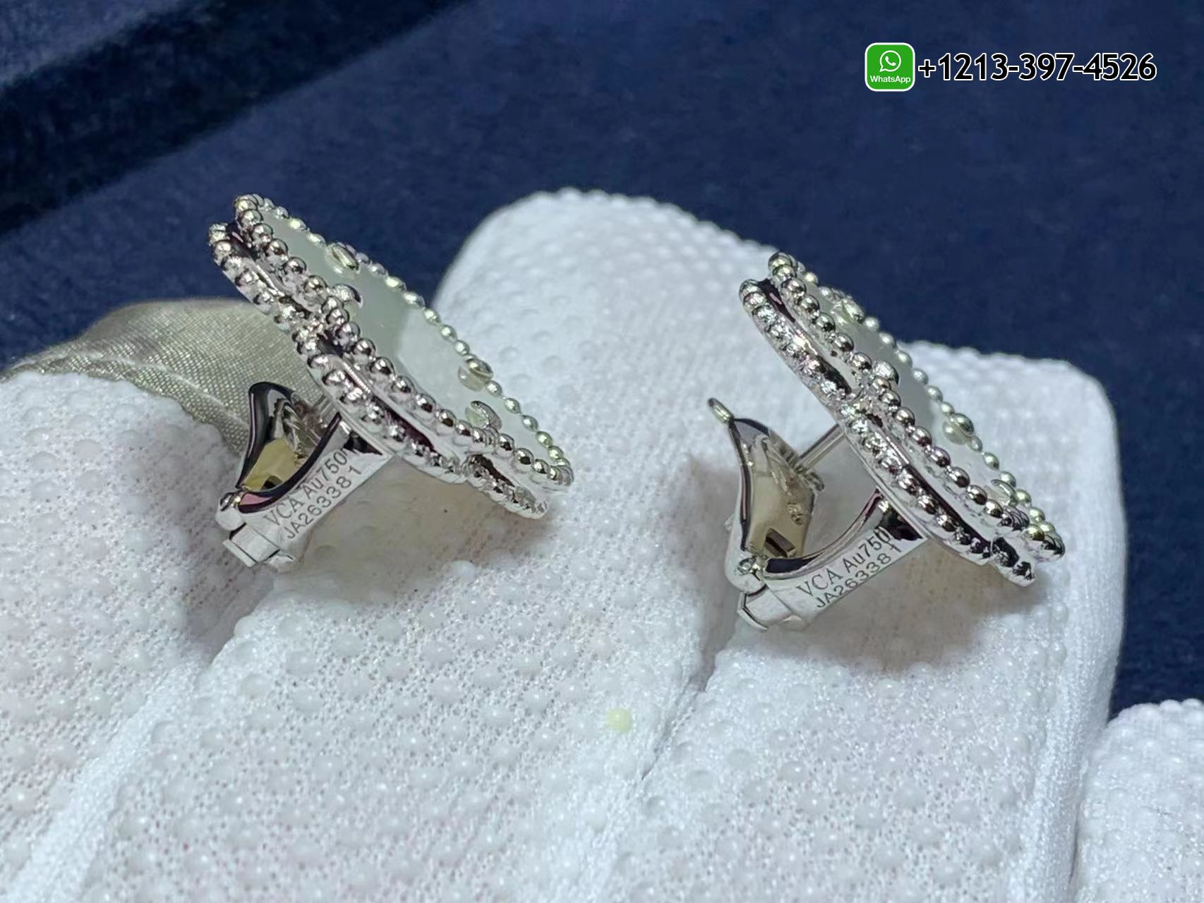 Custom-Made-Van-Cleef-Arpels-Magic-Alhambra-White-Mother-of-Pearl-18k-White-Gold-Earrings-4.jpg Best Sellers 1:1 Quality Cheap Custom Made Van Cleef & Arpels Magic Alhambra White Mother of Pearl 18k White Gold Earrings - High Quality 18k Gold and Diamond Luxury Distinctive Collection Designer Jewelry Customized Factory Price - Image 5