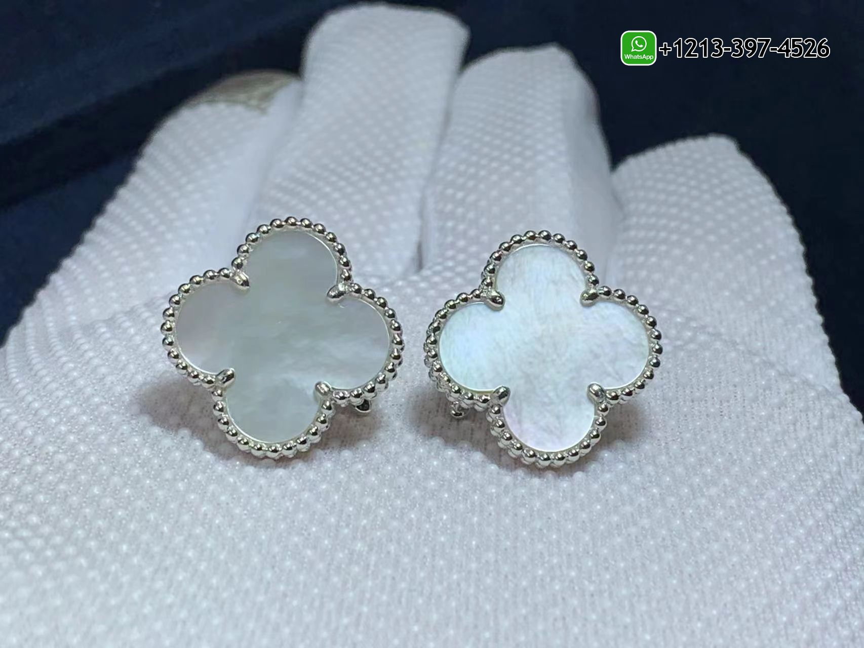 Custom-Made-Van-Cleef-Arpels-Magic-Alhambra-White-Mother-of-Pearl-18k-White-Gold-Earrings-6.jpg Best Sellers 1:1 Quality Cheap Custom Made Van Cleef & Arpels Magic Alhambra White Mother of Pearl 18k White Gold Earrings - High Quality 18k Gold and Diamond Luxury Distinctive Collection Designer Jewelry Customized Factory Price - Image 7