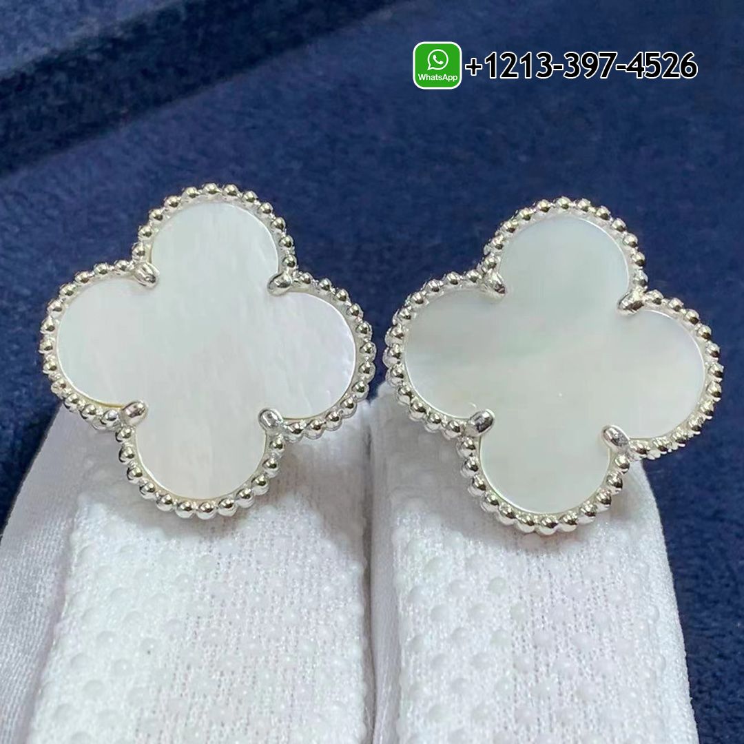 Best Sellers 1:1 Quality Cheap Custom Made Van Cleef & Arpels Magic Alhambra White Mother of Pearl 18k White Gold Earrings - High Quality 18k Gold and Diamond Luxury Distinctive Collection Designer Jewelry Customized Factory Price Custom Made Van Cleef Arpels Magic Alhambra White Mother Of Pearl 18k White Gold Earrings