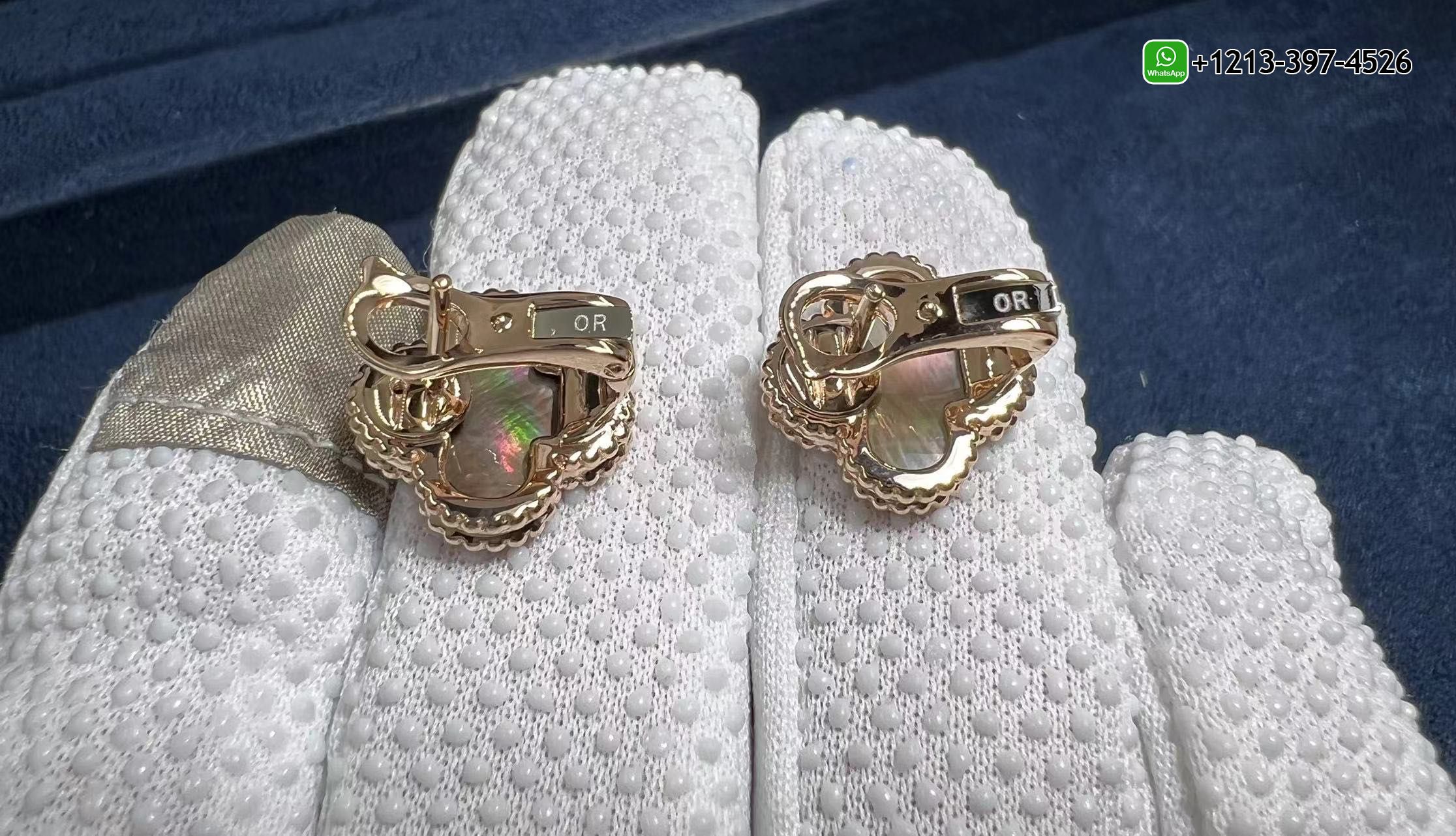 Custom-Made-Van-Cleef-Arpels-Vintage-Alhambra-Grey-Mother-of-Pearl-18K-Rose-Gold-Earrings-1.jpg Cheap Van Cleef & Arpels Vintage Alhambra Grey Mother of Pearl 18K Rose Gold Earrings - High Quality 18k Gold and Diamond Luxury Distinctive Collection Designer Jewelry Customized Factory Price - Image 2