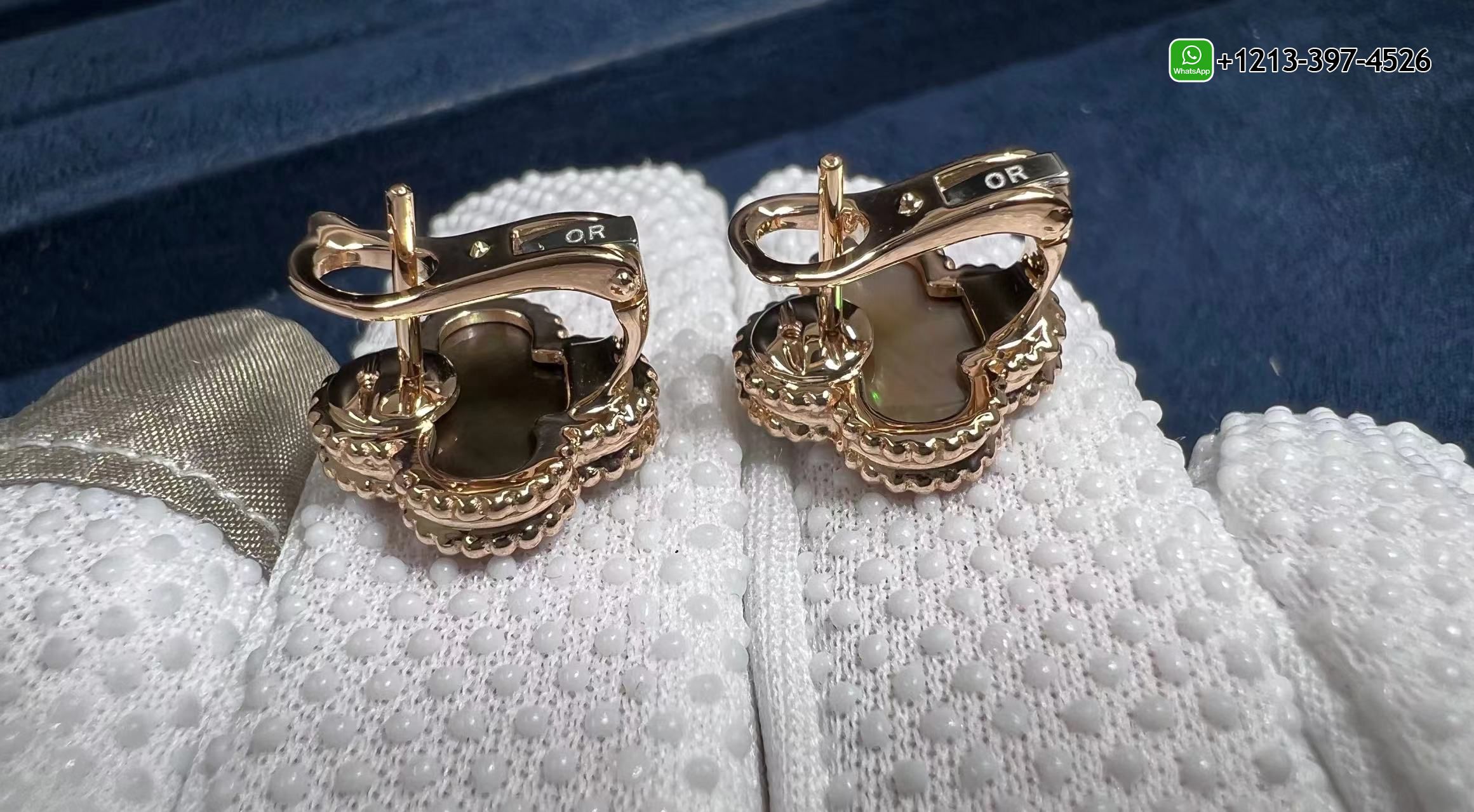 Custom-Made-Van-Cleef-Arpels-Vintage-Alhambra-Grey-Mother-of-Pearl-18K-Rose-Gold-Earrings-2.jpg Cheap Van Cleef & Arpels Vintage Alhambra Grey Mother of Pearl 18K Rose Gold Earrings - High Quality 18k Gold and Diamond Luxury Distinctive Collection Designer Jewelry Customized Factory Price - Image 3
