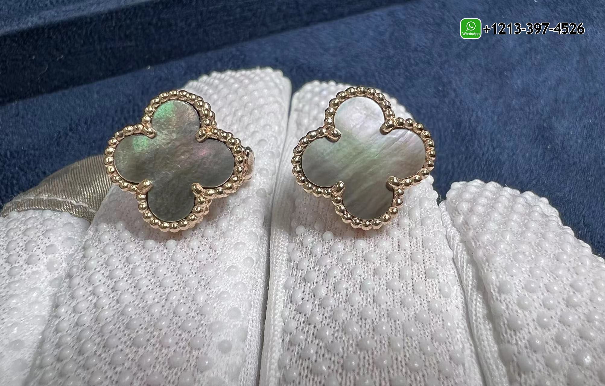 Custom-Made-Van-Cleef-Arpels-Vintage-Alhambra-Grey-Mother-of-Pearl-18K-Rose-Gold-Earrings-3.jpg Cheap Van Cleef & Arpels Vintage Alhambra Grey Mother of Pearl 18K Rose Gold Earrings - High Quality 18k Gold and Diamond Luxury Distinctive Collection Designer Jewelry Customized Factory Price - Image 4