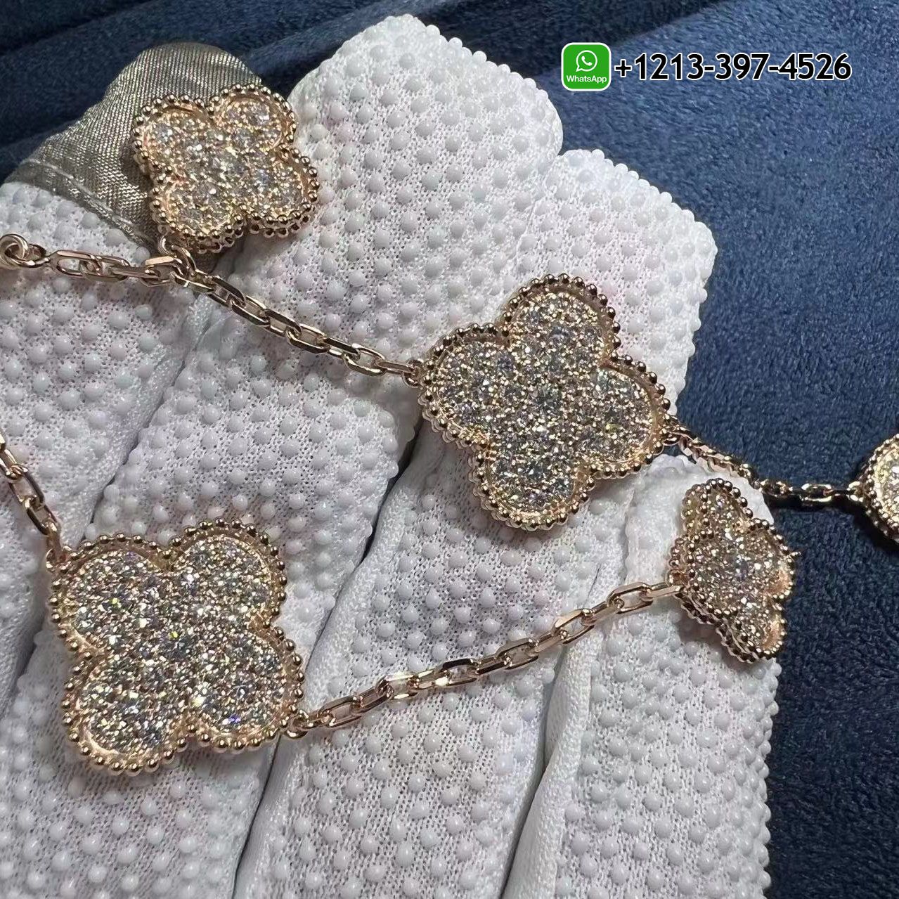 Custom Made 1:1 Top Quality Van Cleef & Arpels Magic Alhambra 5 Motif Full Pave Diamond 18k Rose Gold Bracelet - High Quality 18k Gold and Diamond Luxury Distinctive Collection Designer Jewelry Customized Factory Price Custom Van Cleef Arpels Magic Alhambra 5 Motif Full Pave Diamond 18k Rose Gold Bracelet 2