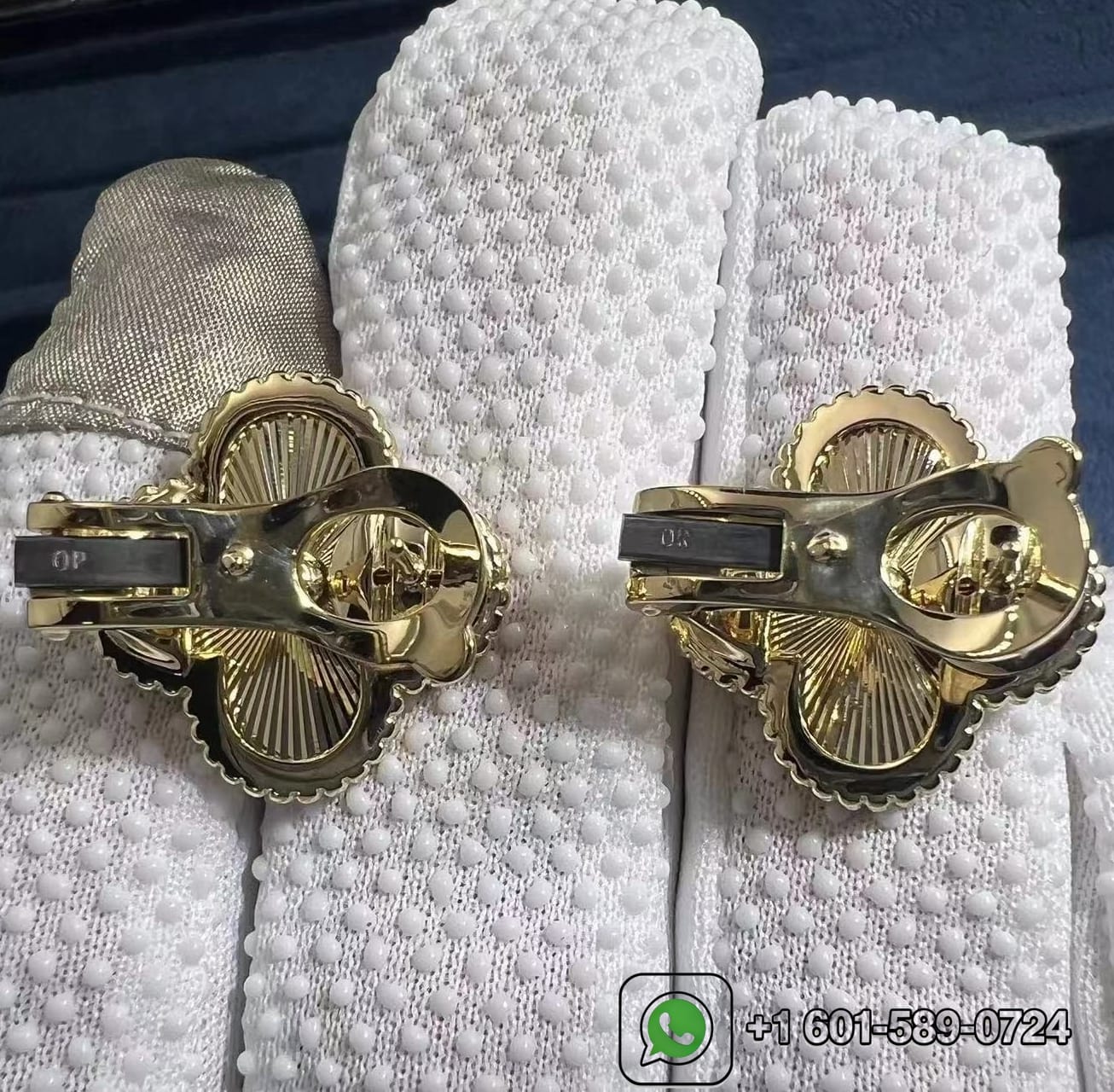 custom van cleef magic alhambra guilloche 18k yellow gold earrings 2