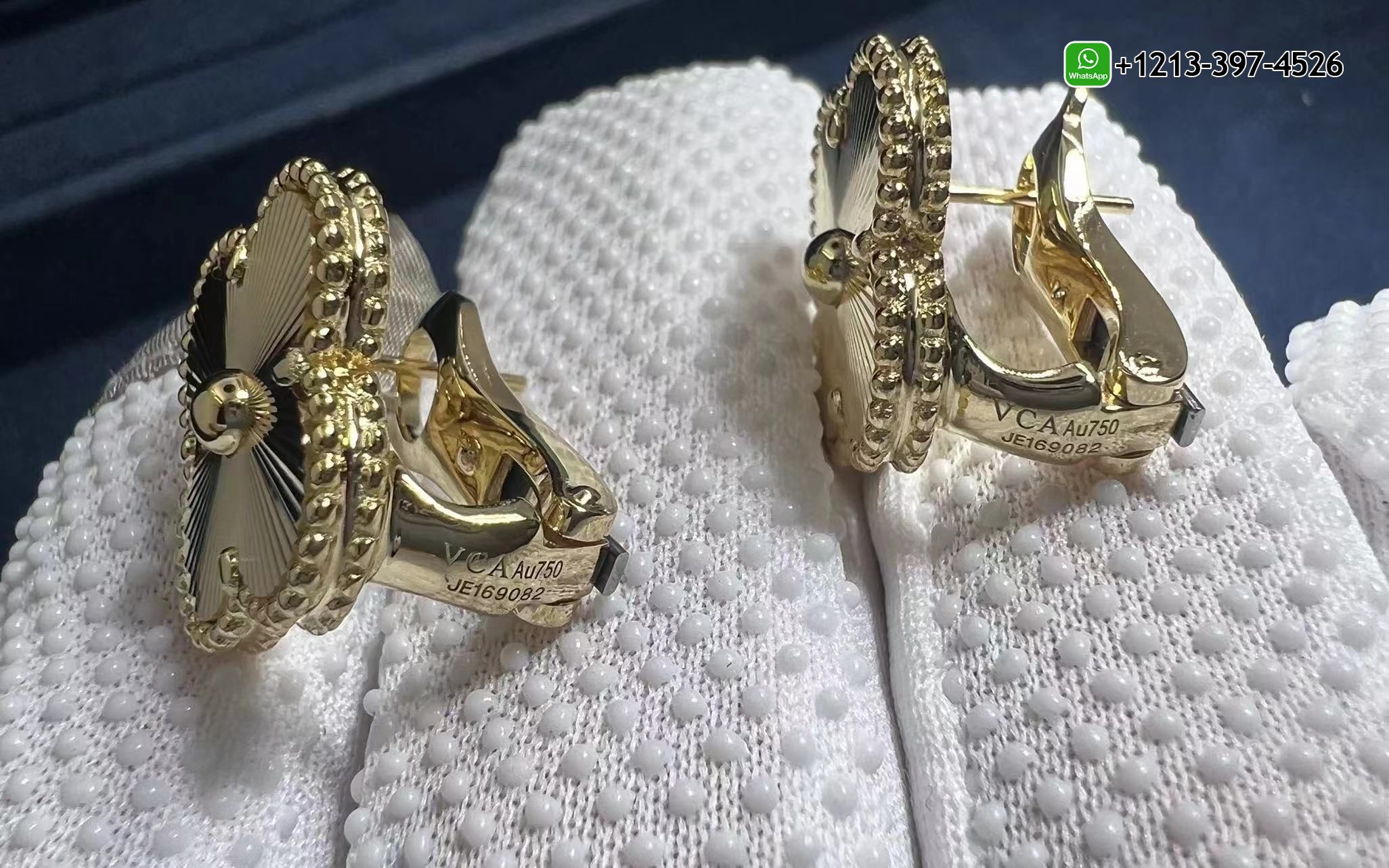 Custom-Van-Cleef-Magic-Alhambra-Guilloche-18K-Yellow-Gold-Earrings-3.jpg 1:1 Best Quality Cheap Van Cleef Magic Alhambra Guilloché 18K Yellow Gold Earrings - High Quality 18k Gold and Diamond Luxury Distinctive Collection Designer Jewelry Customized Factory Price - Image 4