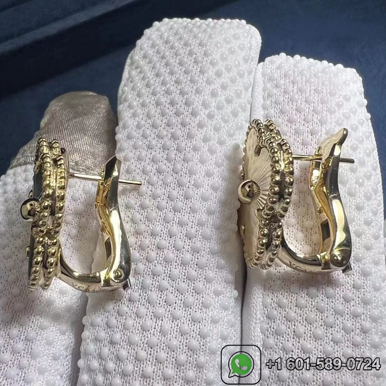 custom van cleef magic alhambra guilloche 18k yellow gold earrings 4