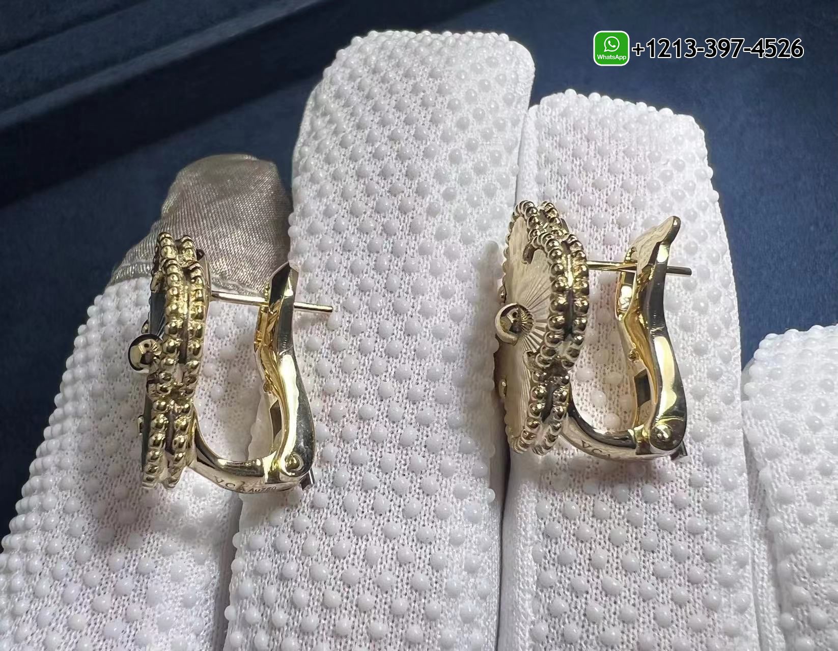 Custom-Van-Cleef-Magic-Alhambra-Guilloche-18K-Yellow-Gold-Earrings-4.jpg 1:1 Best Quality Cheap Van Cleef Magic Alhambra Guilloché 18K Yellow Gold Earrings - High Quality 18k Gold and Diamond Luxury Distinctive Collection Designer Jewelry Customized Factory Price - Image 5