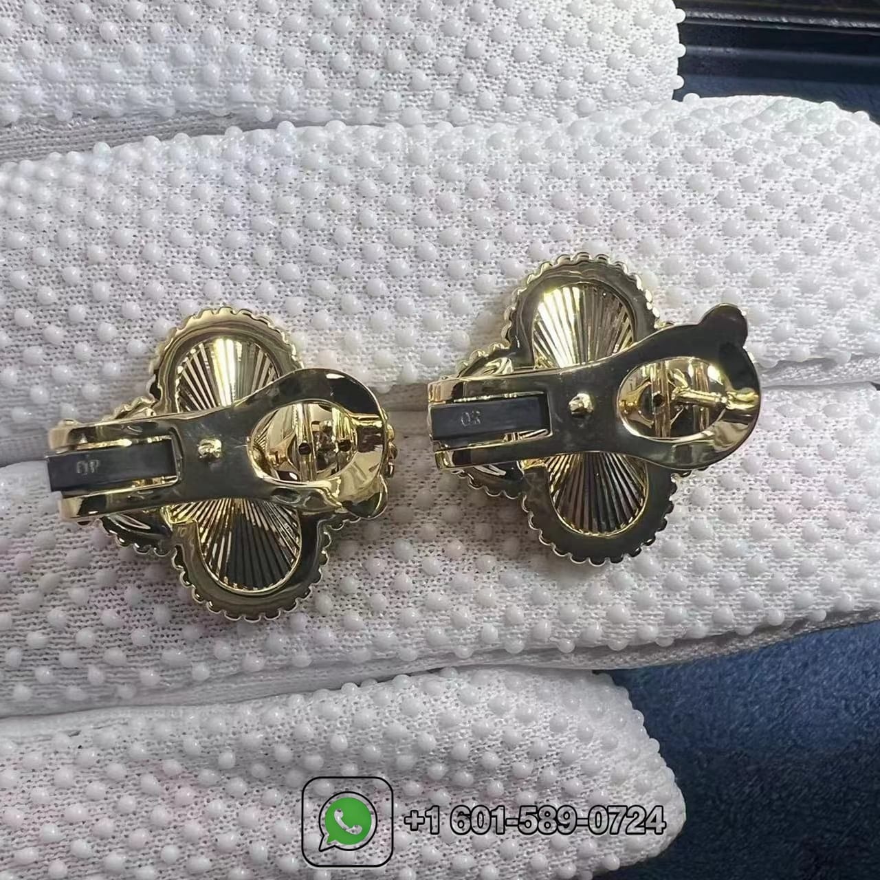 custom van cleef magic alhambra guilloche 18k yellow gold earrings 6