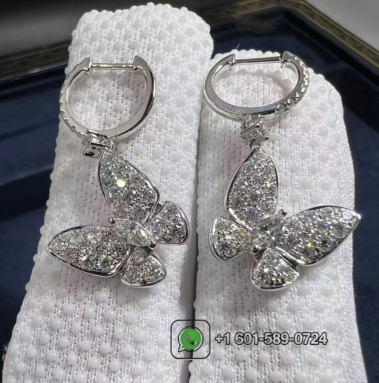 graff pave butterfly 18k white gold diamond drop earrings rge642 3