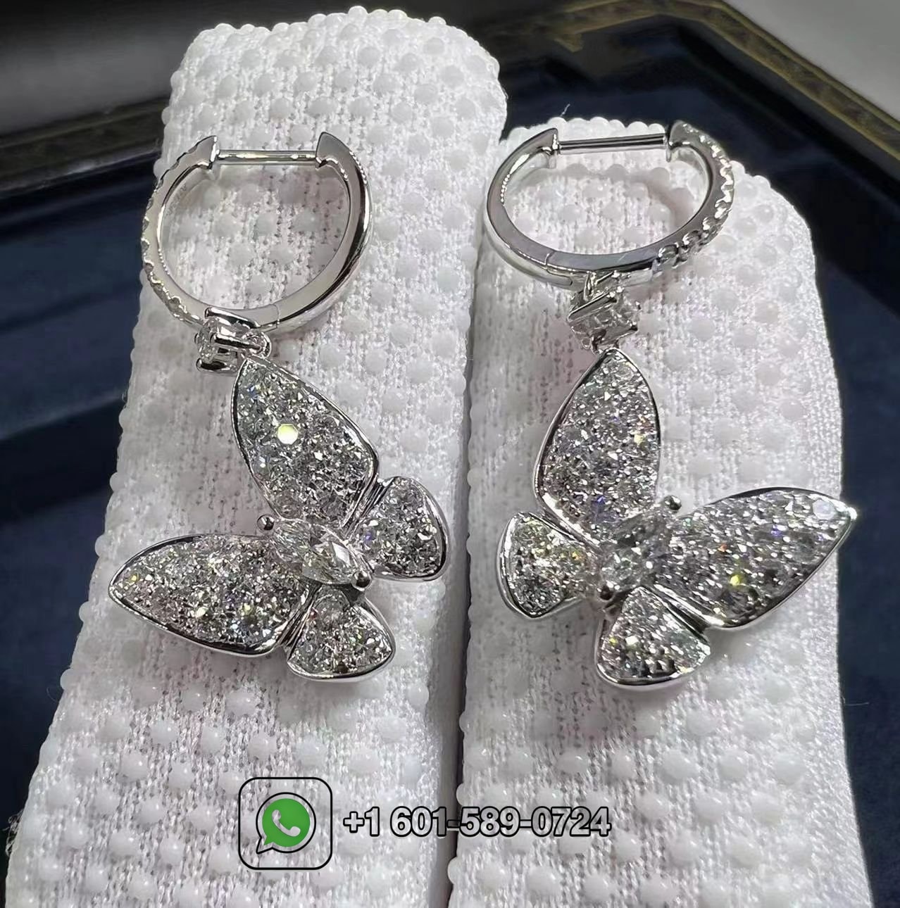 graff pave butterfly 18k white gold diamond drop earrings rge642 4