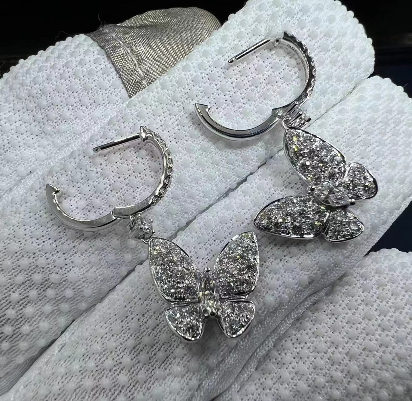 graff pave butterfly 18k white gold diamond drop earrings rge642 8