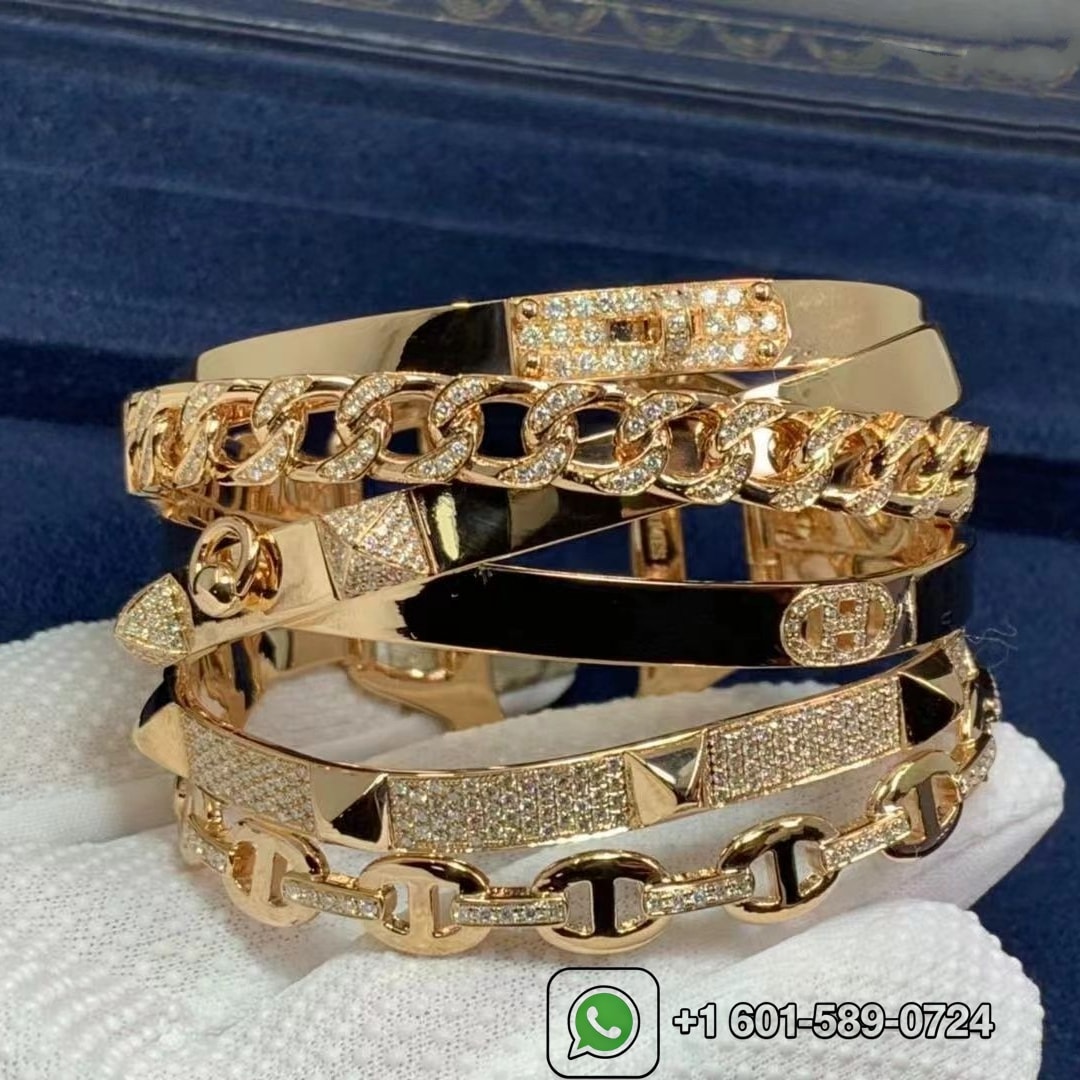 hermes alchimie 18k rose gold diamond bracelet cuff 4.73cts exceptional rare 1