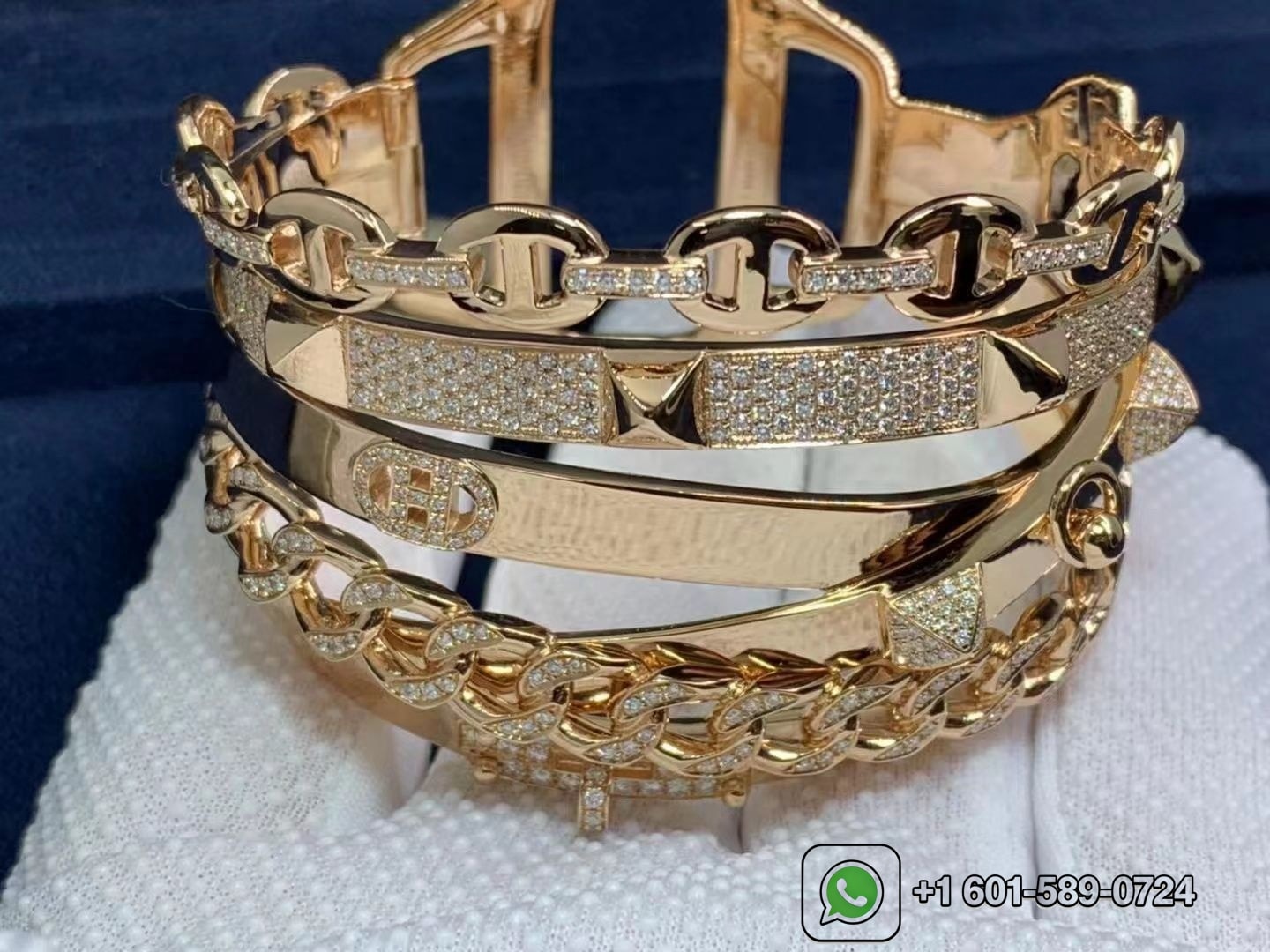 hermes alchimie 18k rose gold diamond bracelet cuff 4.73cts exceptional rare 4