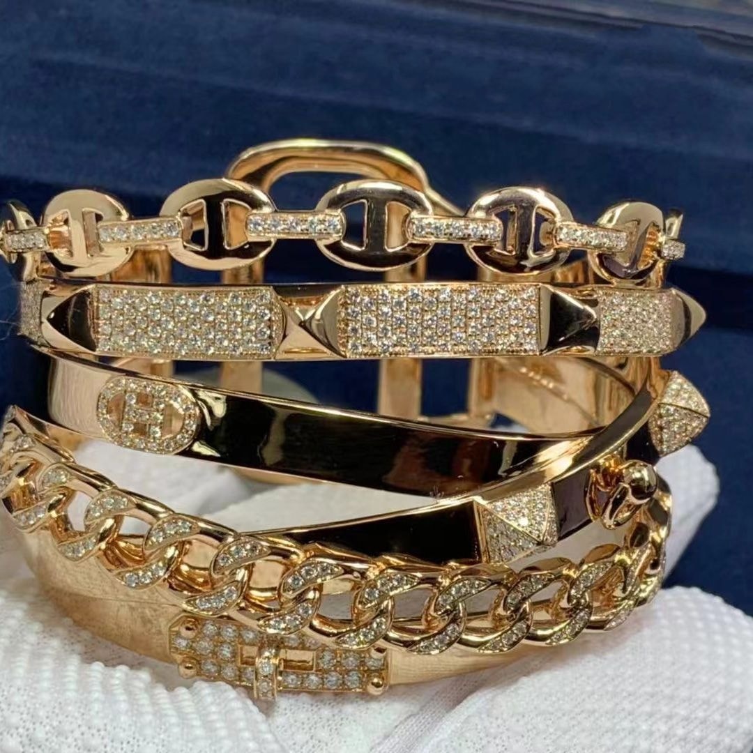 hermes alchimie 18k rose gold diamond bracelet cuff 4.73cts exceptional rare