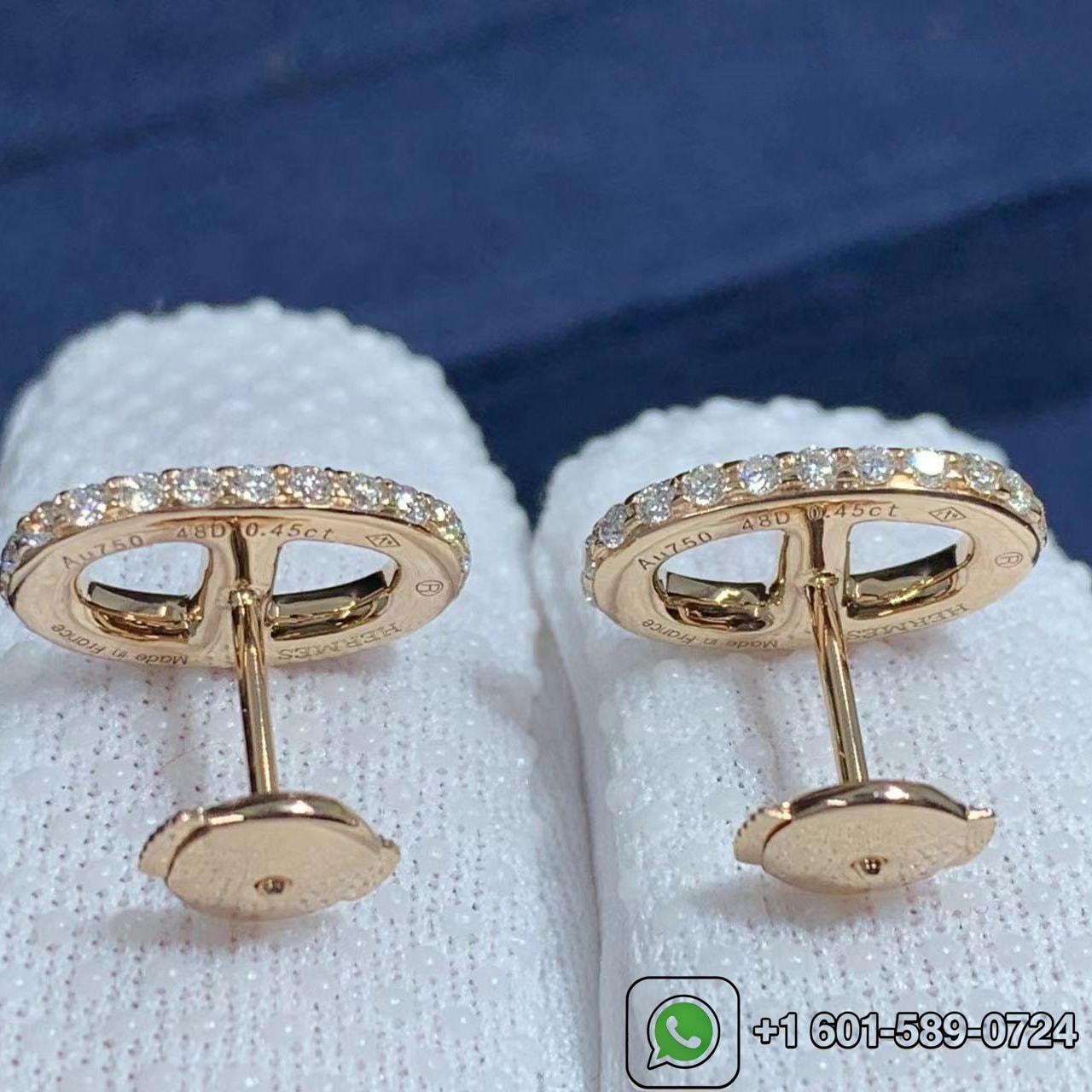 hermes 18k rose gold diamond chaine dancre earrings 1