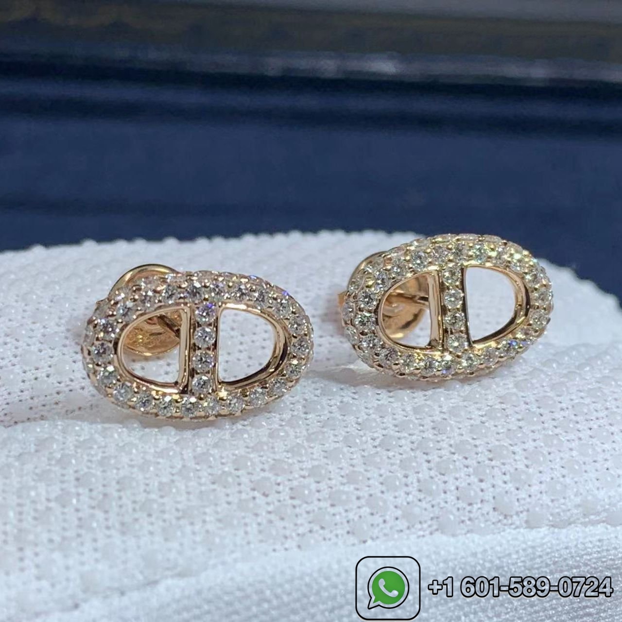 hermes 18k rose gold diamond chaine dancre earrings 2