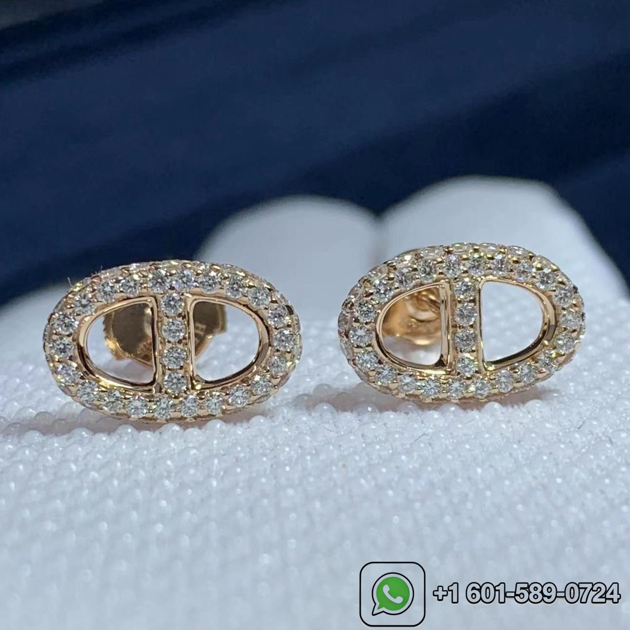 hermes 18k rose gold diamond chaine dancre earrings 4