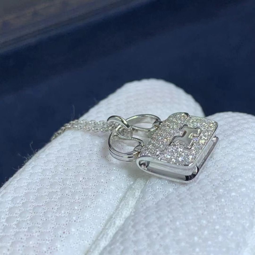 hermes 18k white gold and diamond constance amulette small pendant h110079b 00
