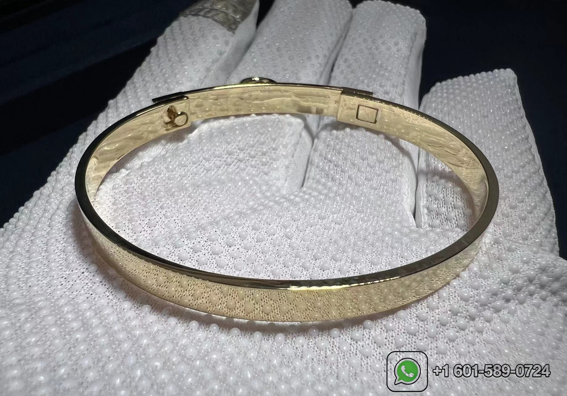 hermes collier de chien small model 18k yellow gold diamond bracelet 5