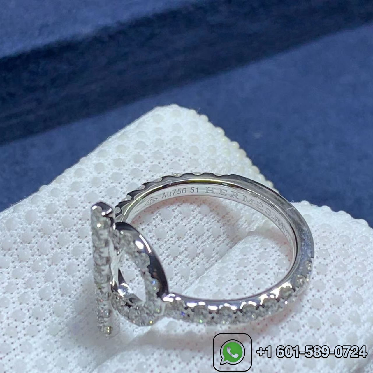 hermes finesse diamond 18k white gold ring 5